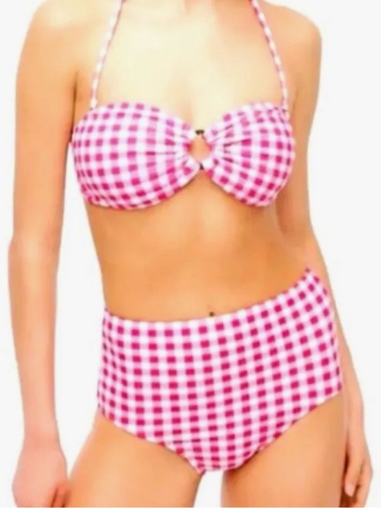 J. Crew Other - J. Crew Pink Gingham Bandeau Bikini Set